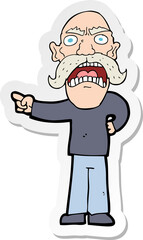 sticker of a cartoon angry old man
