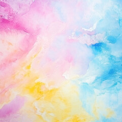 Fototapeta premium A delicate watercolor texture with a swirl of cotton candy pink and sky blue, creating a dreamy and ethereal backdrop