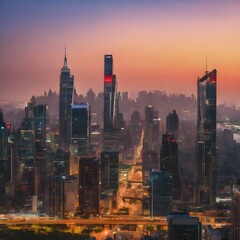 Naklejka premium Urban Skylines Showcasing bustling cityscapes, urban skylines embody the freedom of opportunity and the vibrant energy of metropolitan life