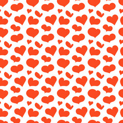 Valentines holiday seamless pattern with hand drawn hearts on white background. Trendy print design for textile, wallpaper, interior decoration