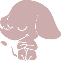flat color style cartoon smiling elephant