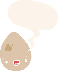 cartoon egg with speech bubble in retro style