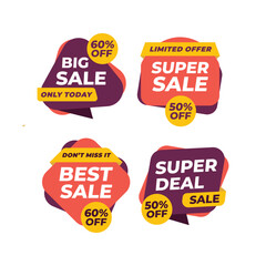 Set of sale discount offer banner template vector