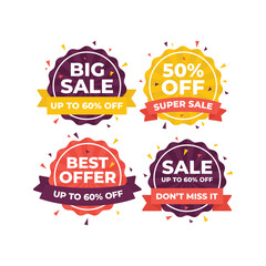 Set of sale discount offer banner template vector