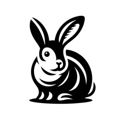 logotype of a rabbit, black and white, small size, isolated