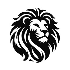 logotype of a lion, black and white, small size, isolated