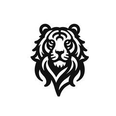 logotype of a tiger, black and white, small size, isolated