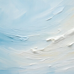 Close-up of a textured painting with strokes of pastel oil paint, creating a soft, tactile surface...