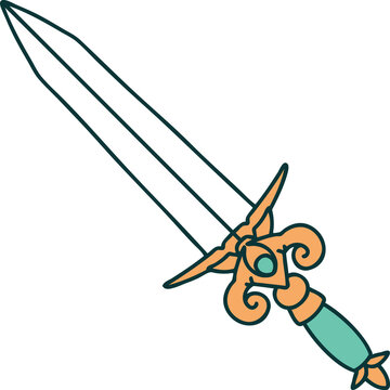 iconic tattoo style image of a dagger