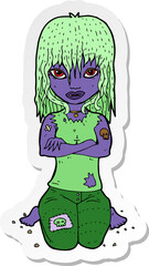 sticker of a cartoon vampire girl