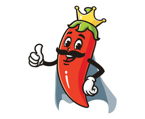 chili king cartoon mascot illustration character vector clip art