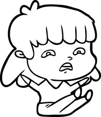 cartoon worried woman