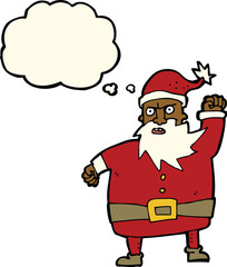 cartoon santa claus with thought bubble