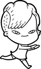 cute cartoon girl with hipster haircut