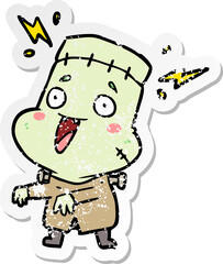 distressed sticker of a cartoon undead monster man
