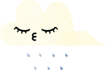 retro illustration style cartoon of a rain cloud