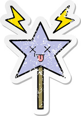 distressed sticker of a cute cartoon magic wand