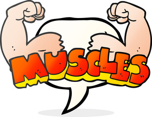 freehand drawn speech bubble cartoon muscles symbol