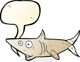 Fototapeta premium cartoon happy shark with speech bubble