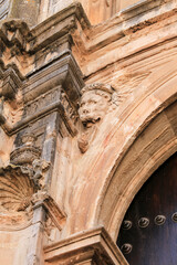 Carved stone details on Santa Maria la Mayor church facade in Ronda