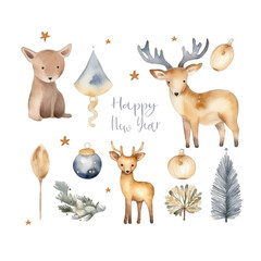 A christmas card with a deer and other items created with generative AI technology