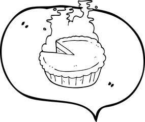 freehand drawn speech bubble cartoon pie