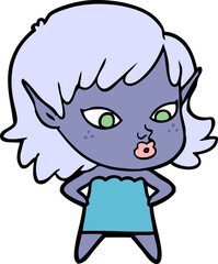 pretty cartoon elf girl