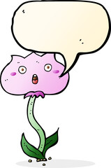 cartoon shocked flower with speech bubble