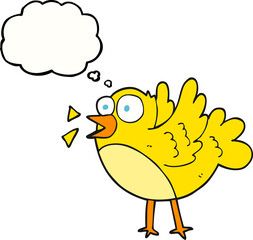 freehand drawn thought bubble cartoon bird