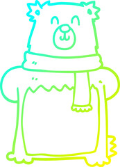 cold gradient line drawing of a cartoon bear