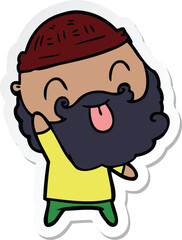 sticker of a man with beard sticking out tongue