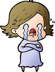 cartoon woman crying