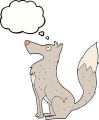freehand drawn thought bubble cartoon wolf