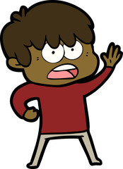 worried cartoon boy