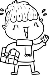cartoon happy boy surprised