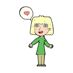cartoon happy woman in love