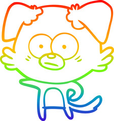 rainbow gradient line drawing of a nervous dog cartoon