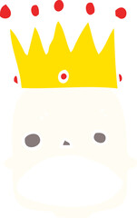 flat color style cartoon spooky skull face with crown