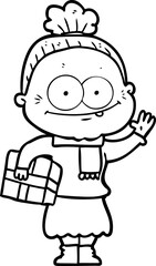 cartoon happy old woman