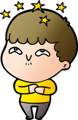 cartoon amazed boy