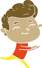 running flat color style cartoon man