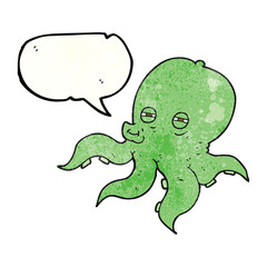 freehand speech bubble textured cartoon octopus