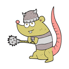 freehand drawn cartoon rat warrior