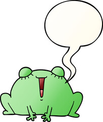 cute cartoon frog with speech bubble in smooth gradient style