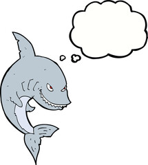 funny cartoon shark with thought bubble