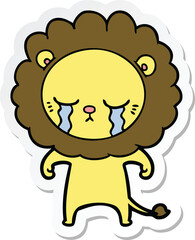 sticker of a crying cartoon lion