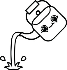line drawing cartoon of a pouring kettle