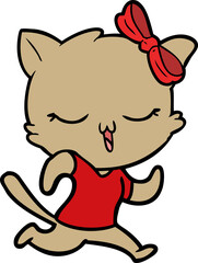 cartoon cat with bow on head