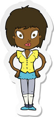 sticker of a cartoon pretty girl