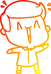 warm gradient line drawing of a cartoon happy man